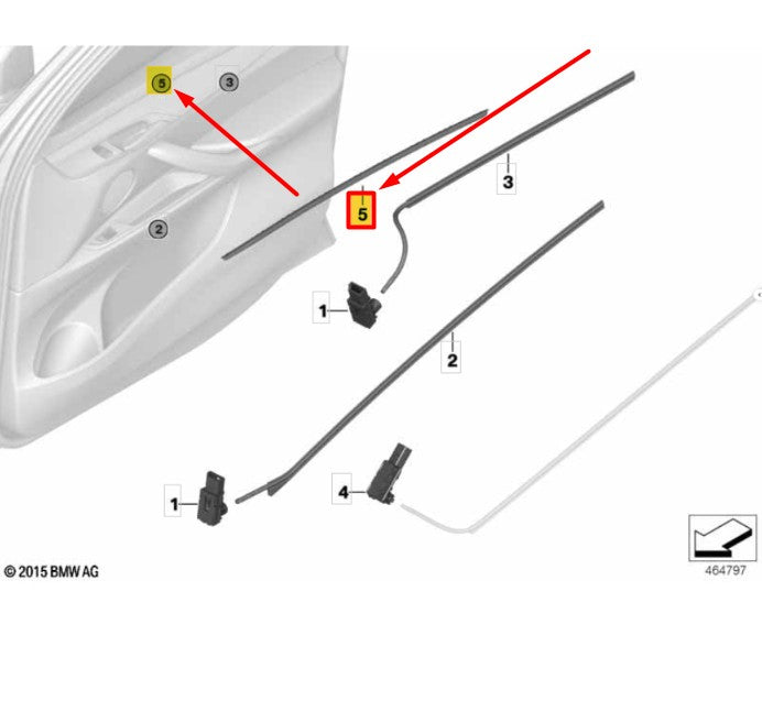 BMW X5 X6 F15 F16 Front Left Door Contour Line Lens 63319352041 9352041 Genuine