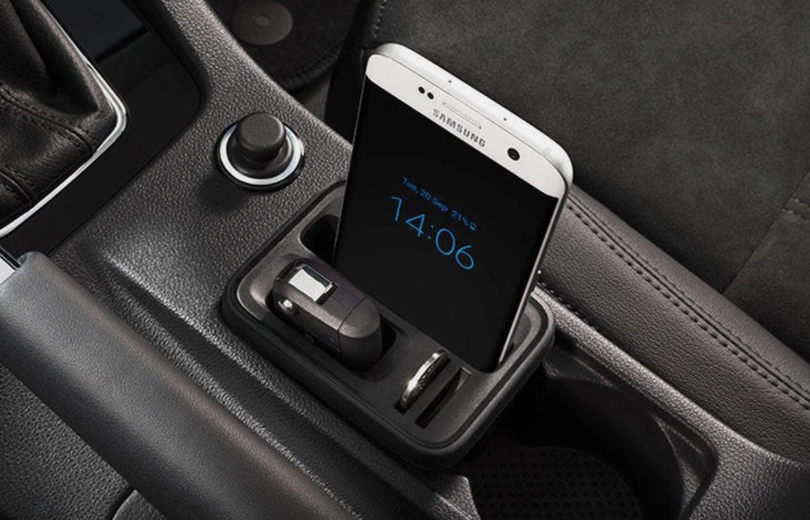 Skoda Centre Console Multimedia Phone Holder Cup Insert Black 5E0857630 Genuine