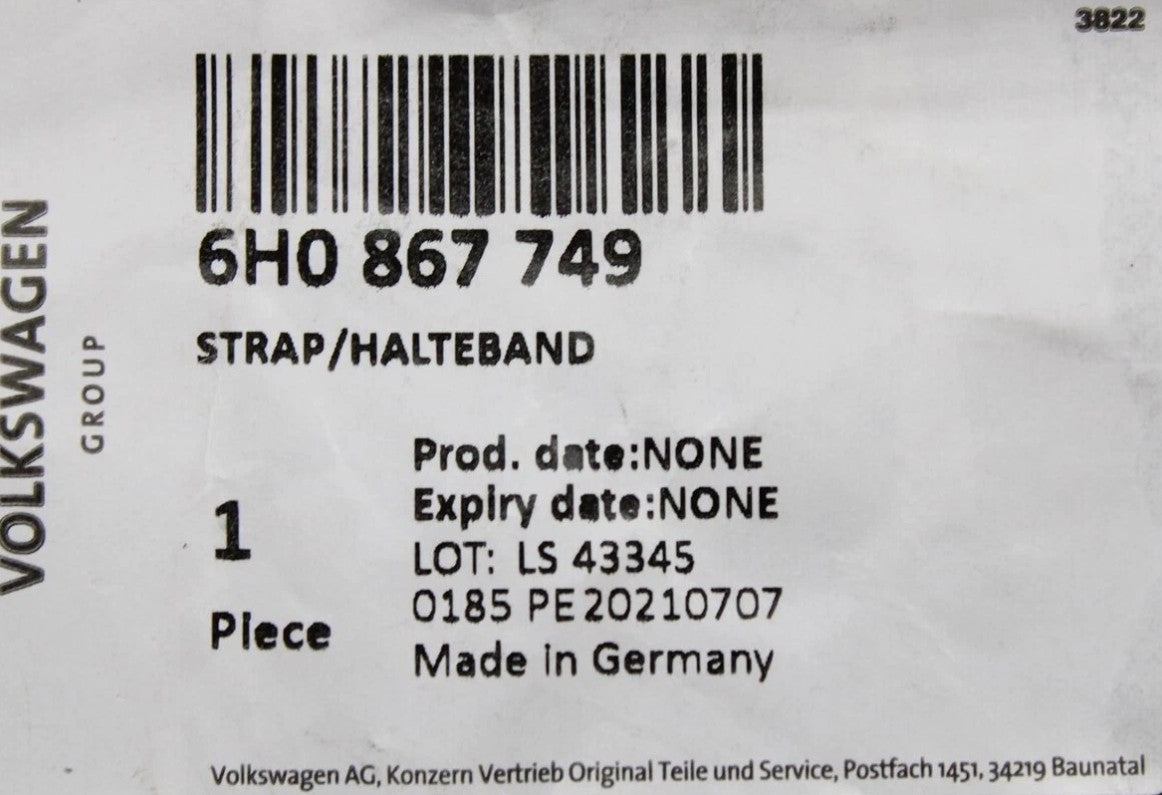 VW Audi Tool Kit Retaining Strap Spare Wheel Jack Tie Down 6H0867749 Genuine